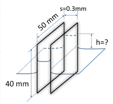 Determine the capillary rise, h , of water