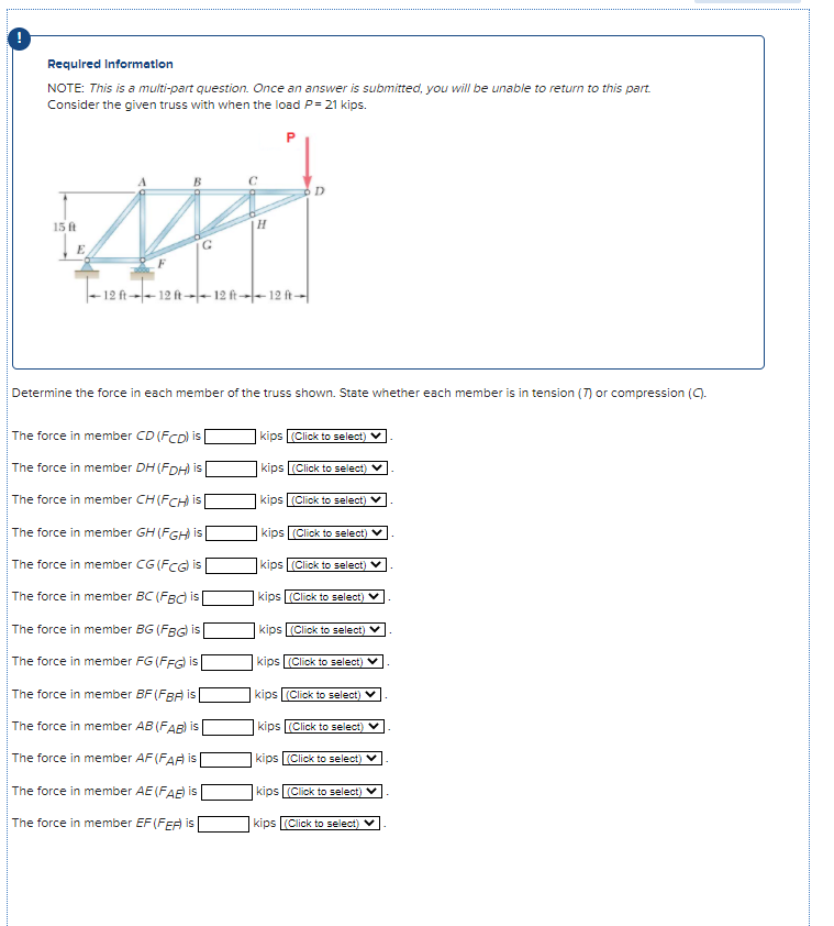 Solve for all the force members