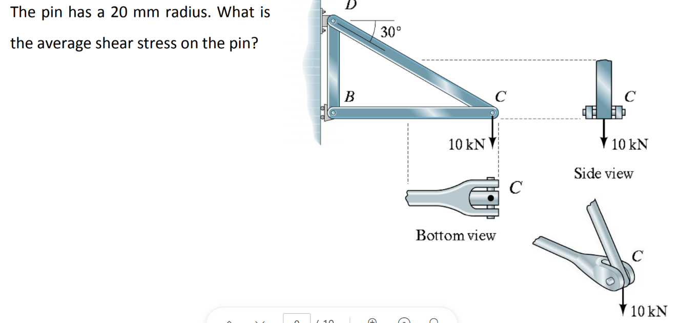 The pin has a 2 0 m m radius. What is the average