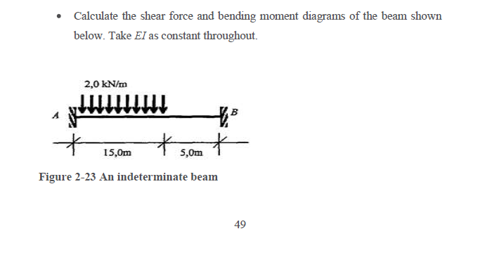 Calculate the shear force and bending moment