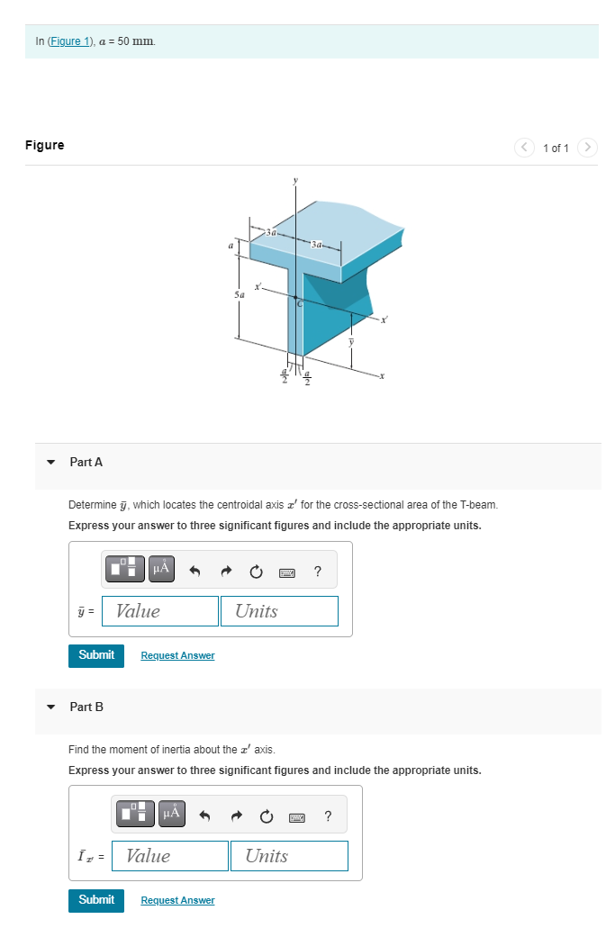 l n ( Figure 1 ) , a = 5 0 m m . Figure Part A