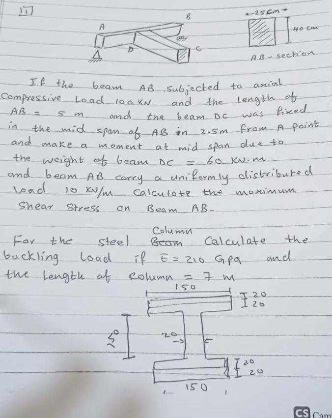 1 1 ] If the beam A B subjected to axial