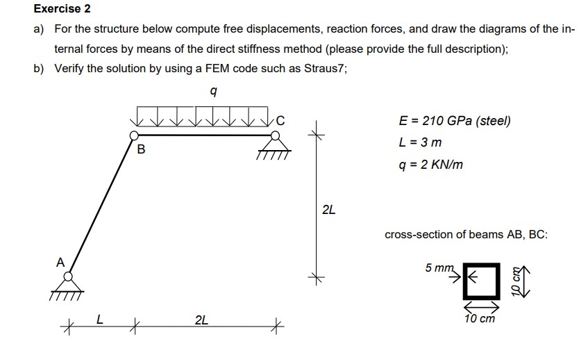 Exercise 2 a ) For the structure below compute