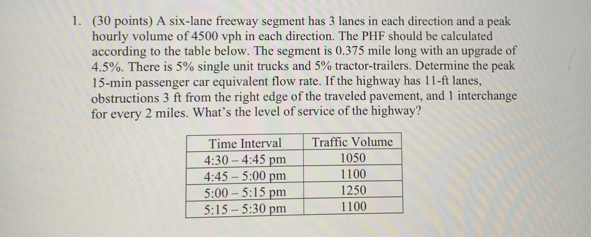 ( 3 0 points ) A six - lane freeway segment has 3