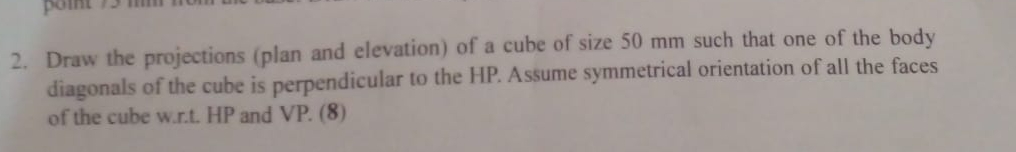 Draw the projections ( plan and elevation ) of a