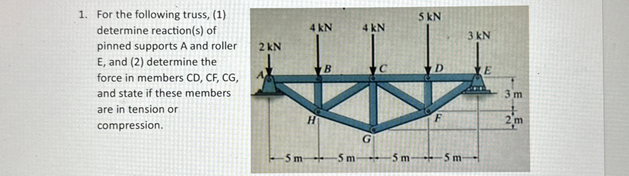 For the following truss, ( 1 ) determine reaction