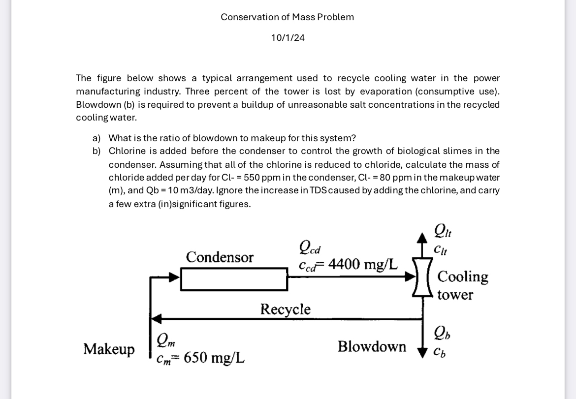Conservation of Mass Problem 1 0 1 ? 2 4 The
