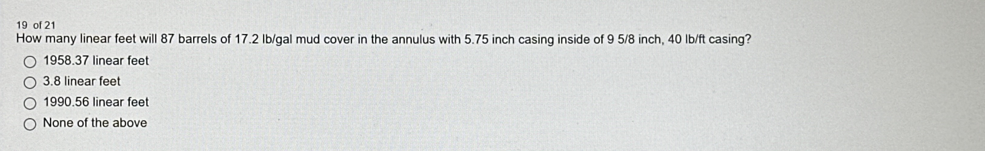 1 9 of 2 1 How many linear feet will 8 7 barrels