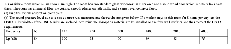 1 . Consider a room which is 6 m x 5 m x 3 m