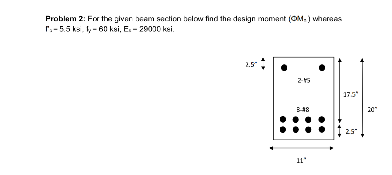 Problem 2 : For the given beam section below find