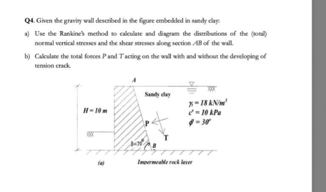 Q 4 . Given the gravity wall described in the