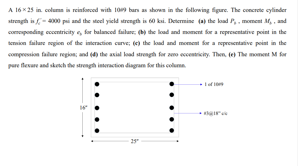 A 1 6 2 5 in . column is reinforced with 1 0 # 9