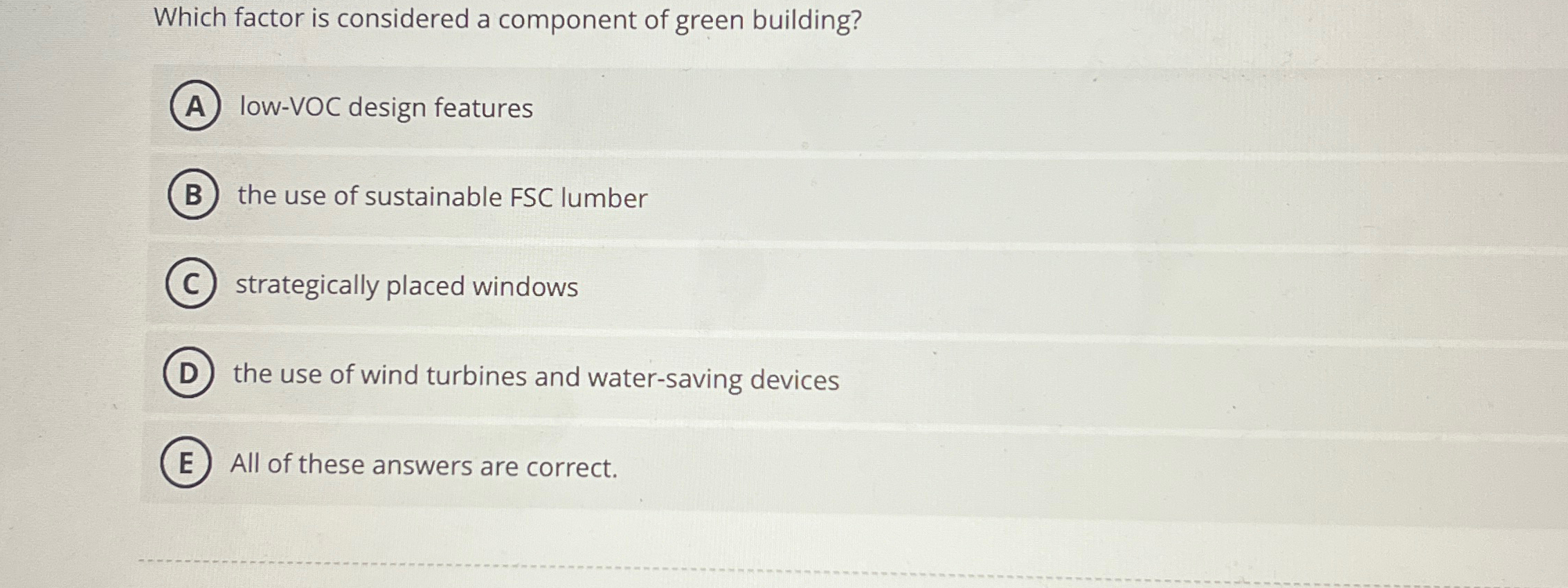 Which factor is considered a component of green