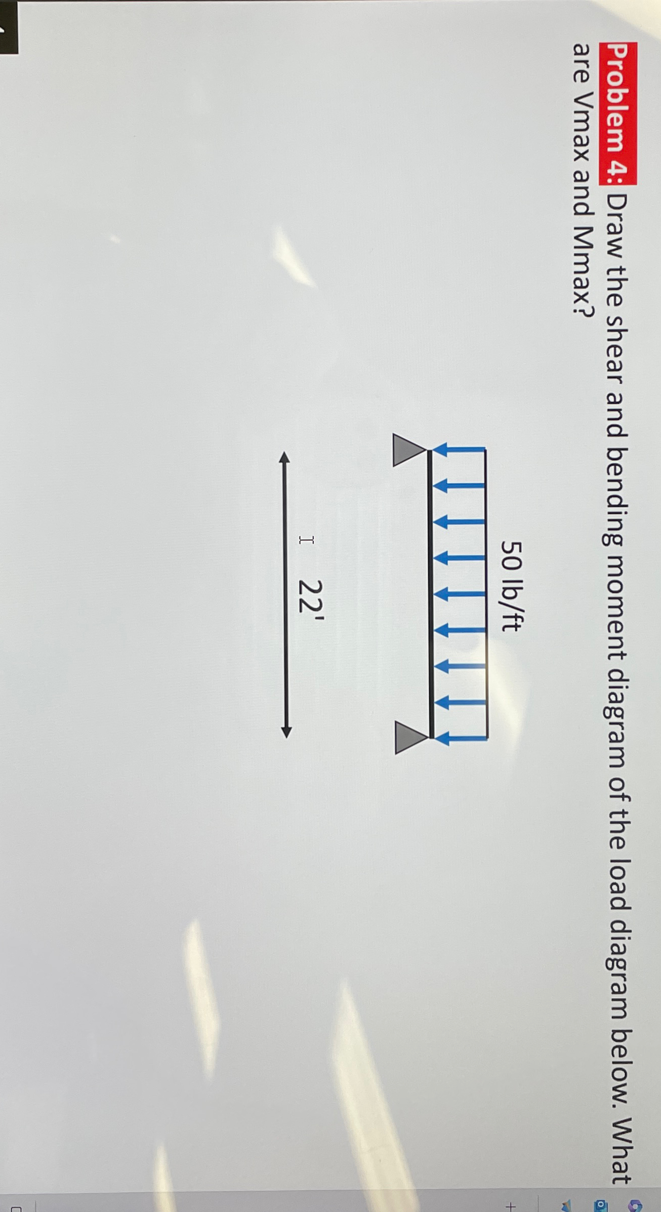 Problem 4 : Draw the shear and bending moment