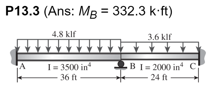 P 1 3 . 3 ( Ans: MB = 3 3 2 . 3 kft ) for