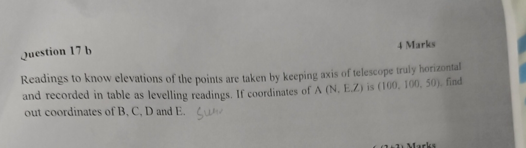 Question 1 7 b Readings to know elevations of the