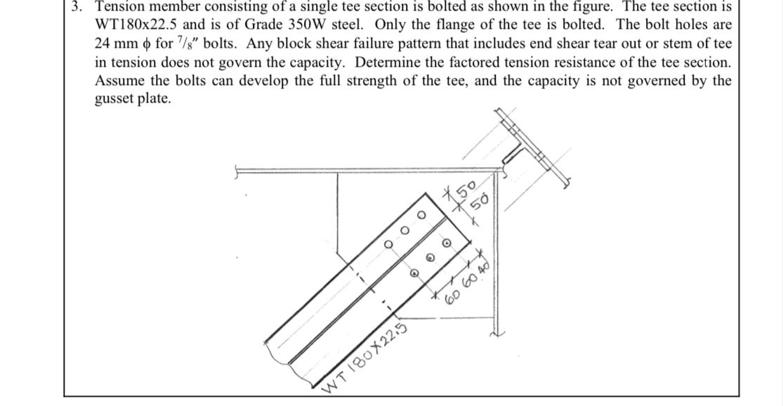 Tension member consisting of a single tee section