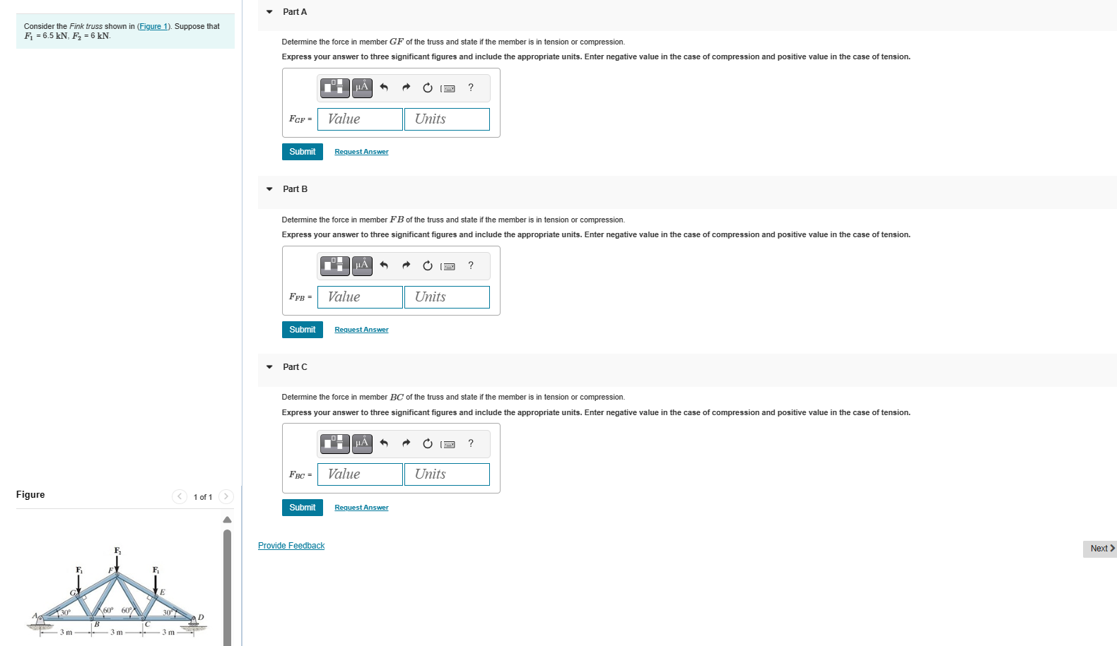 Consider the Fink truss shown in ( Figure 1 ) .