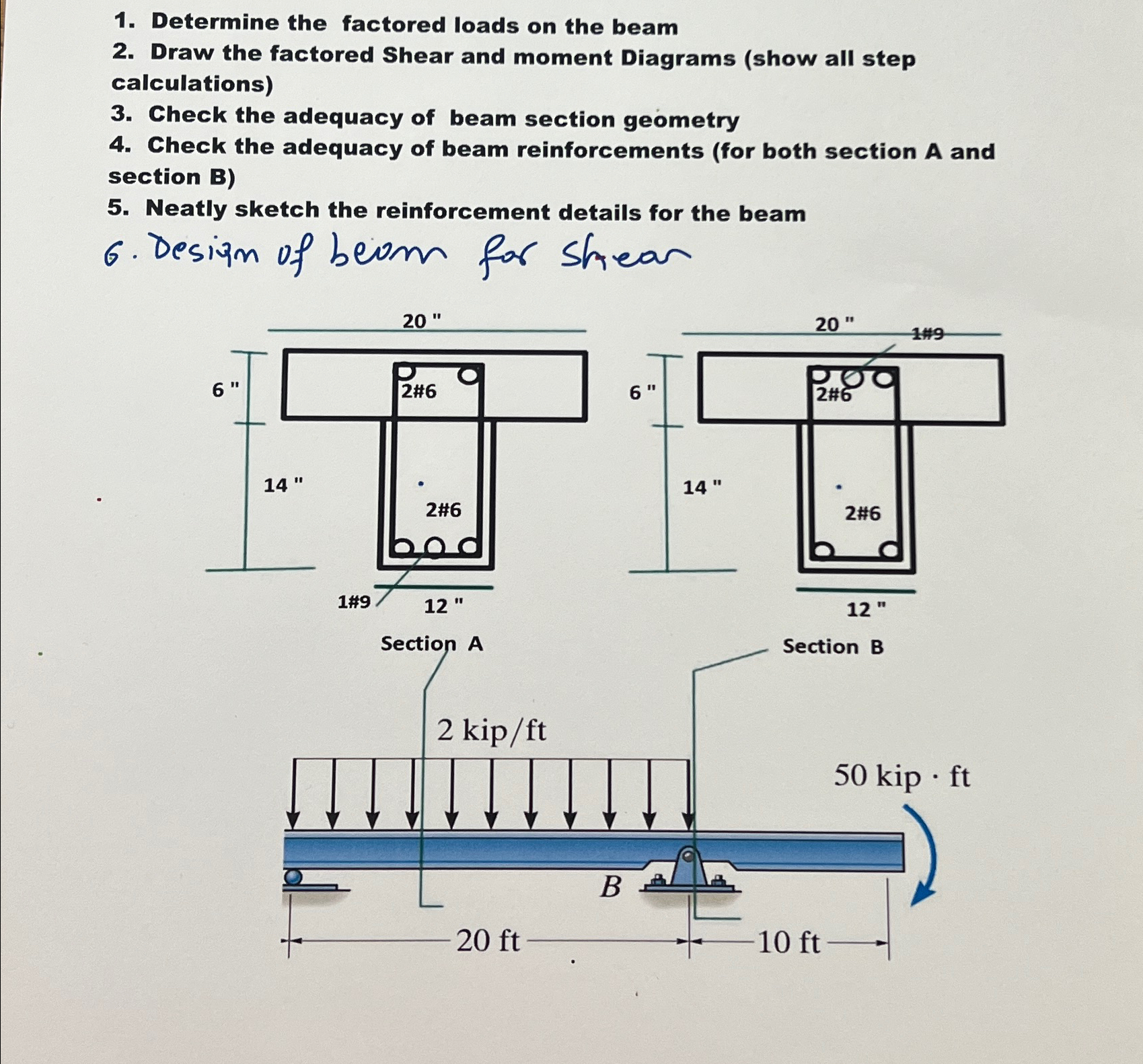 For the beam shown in figure, the beam is