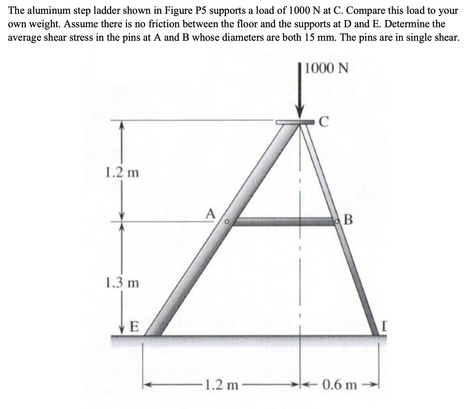 The aluminum step ladder shown in Figure P 5