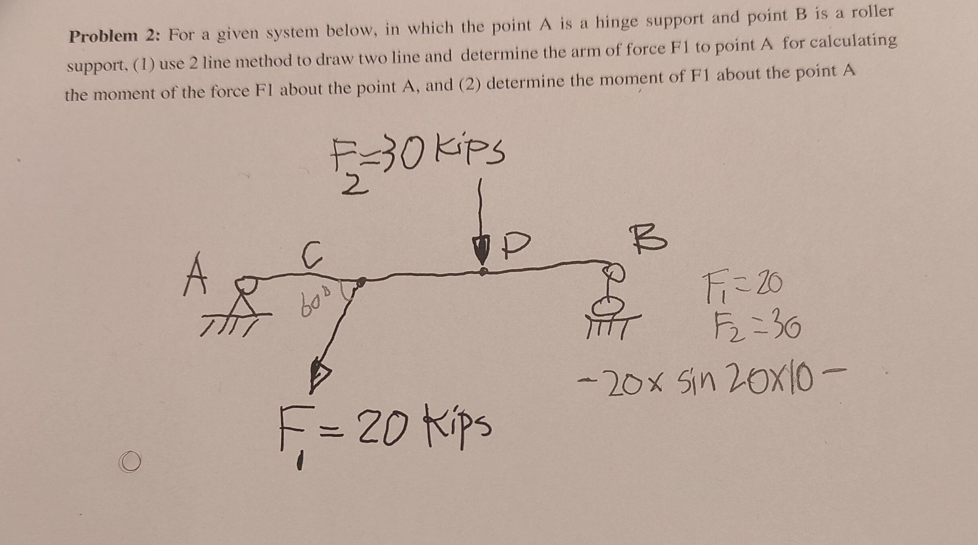 Problem 2 : For a given system below, in which