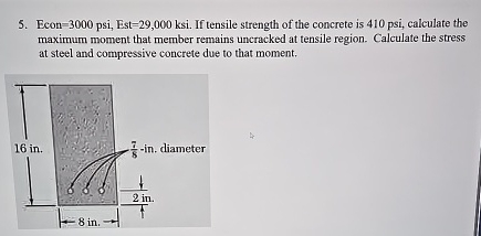 Econ = 3 0 0 0 psi,Est = 2 9 , 0 0 0 ksi. If
