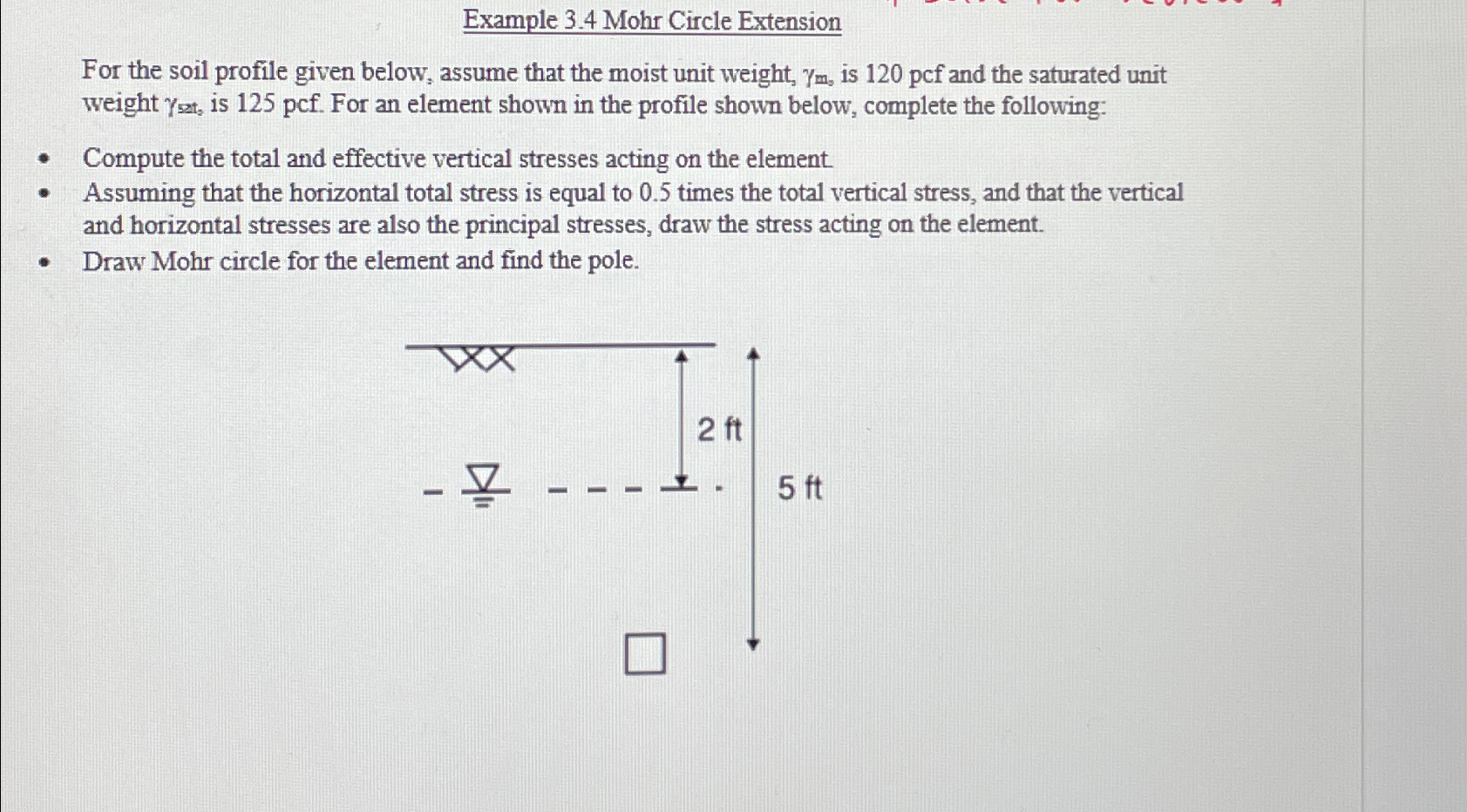 Example 3 . 4 Mohr Circle Extension For the soil