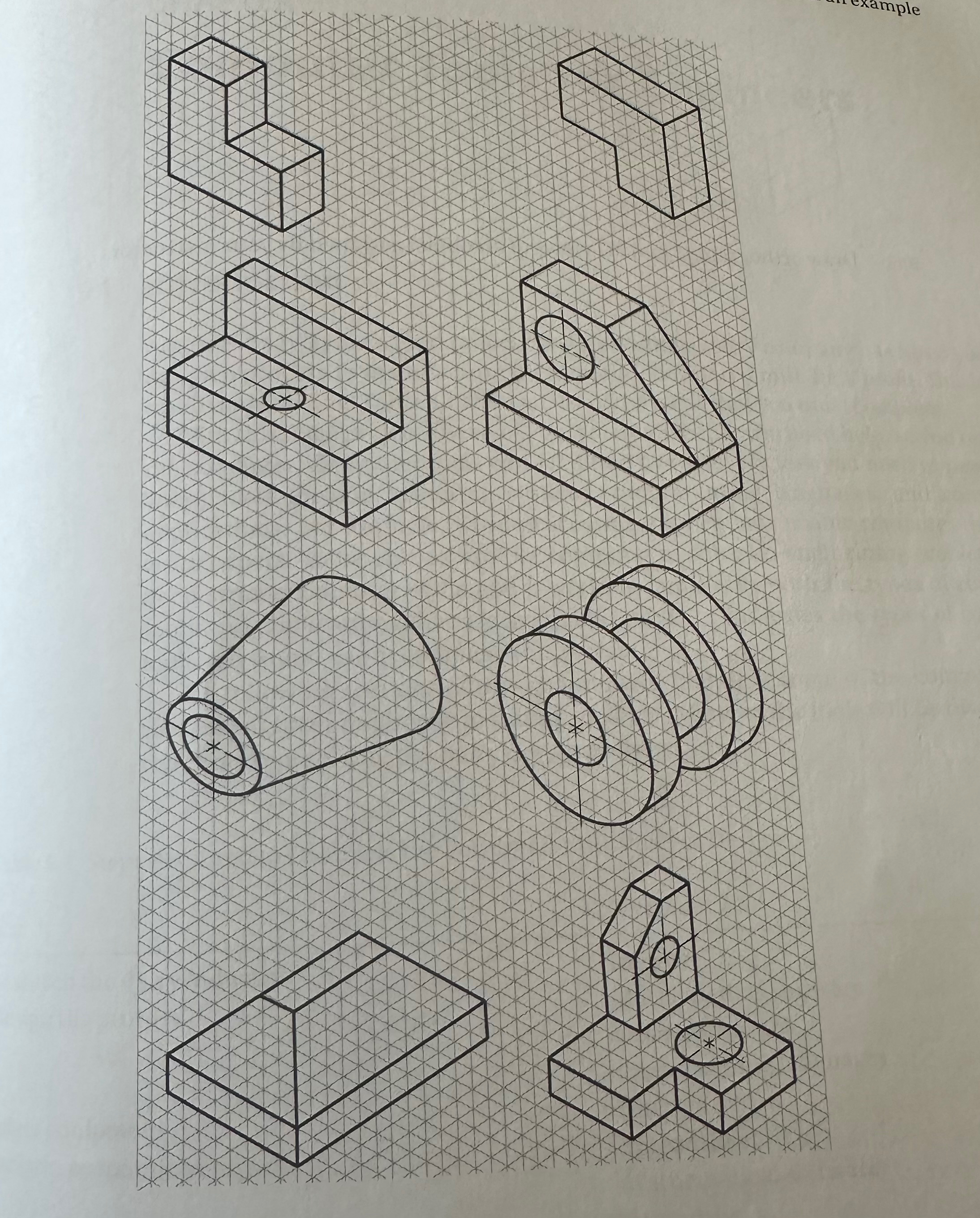Complete the orthographic drawings of the eight