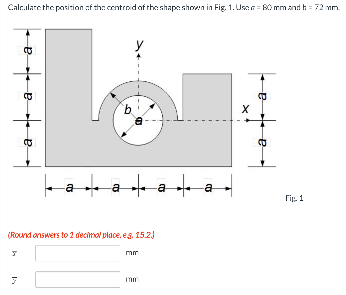 Calculate the position of the centroid of the