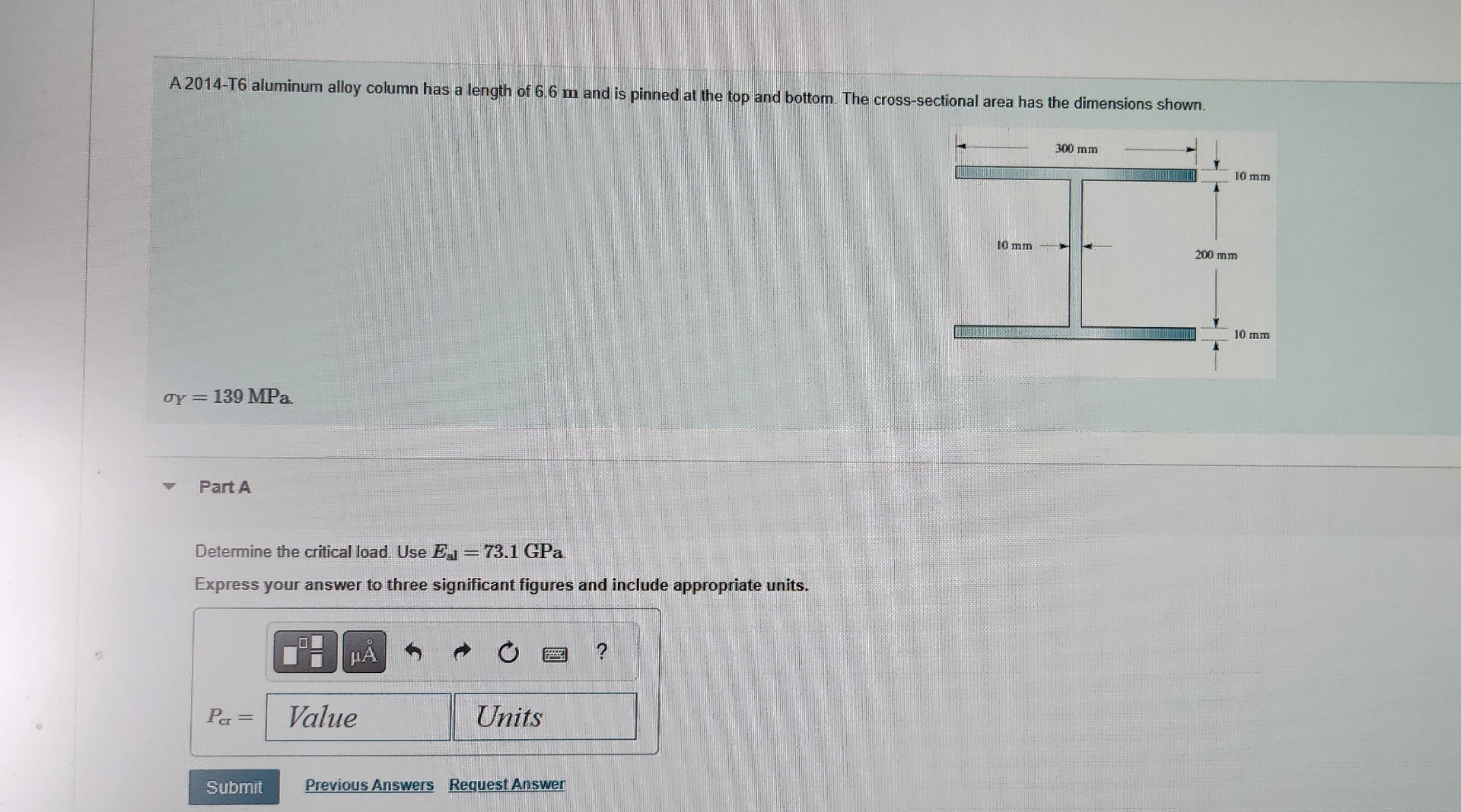 A 2 0 1 4 - T 6 aluminum alloy column has a