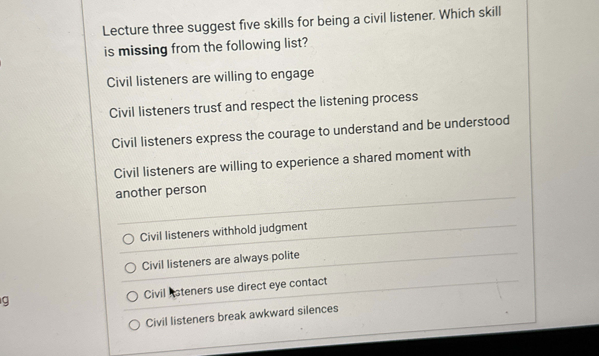 Lecture three suggest five skills for being a