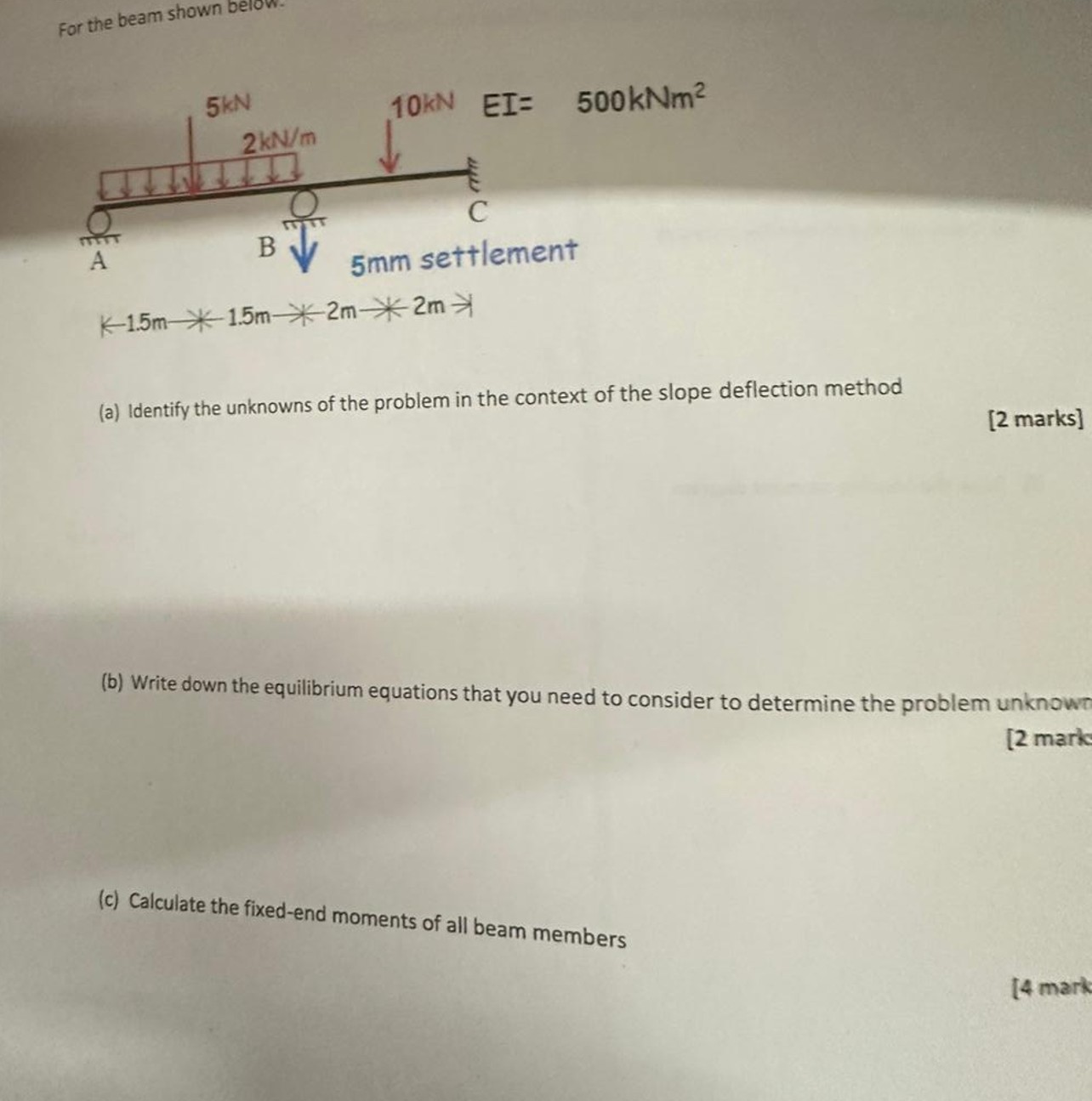 For the beam shown below ( a ) Identify the