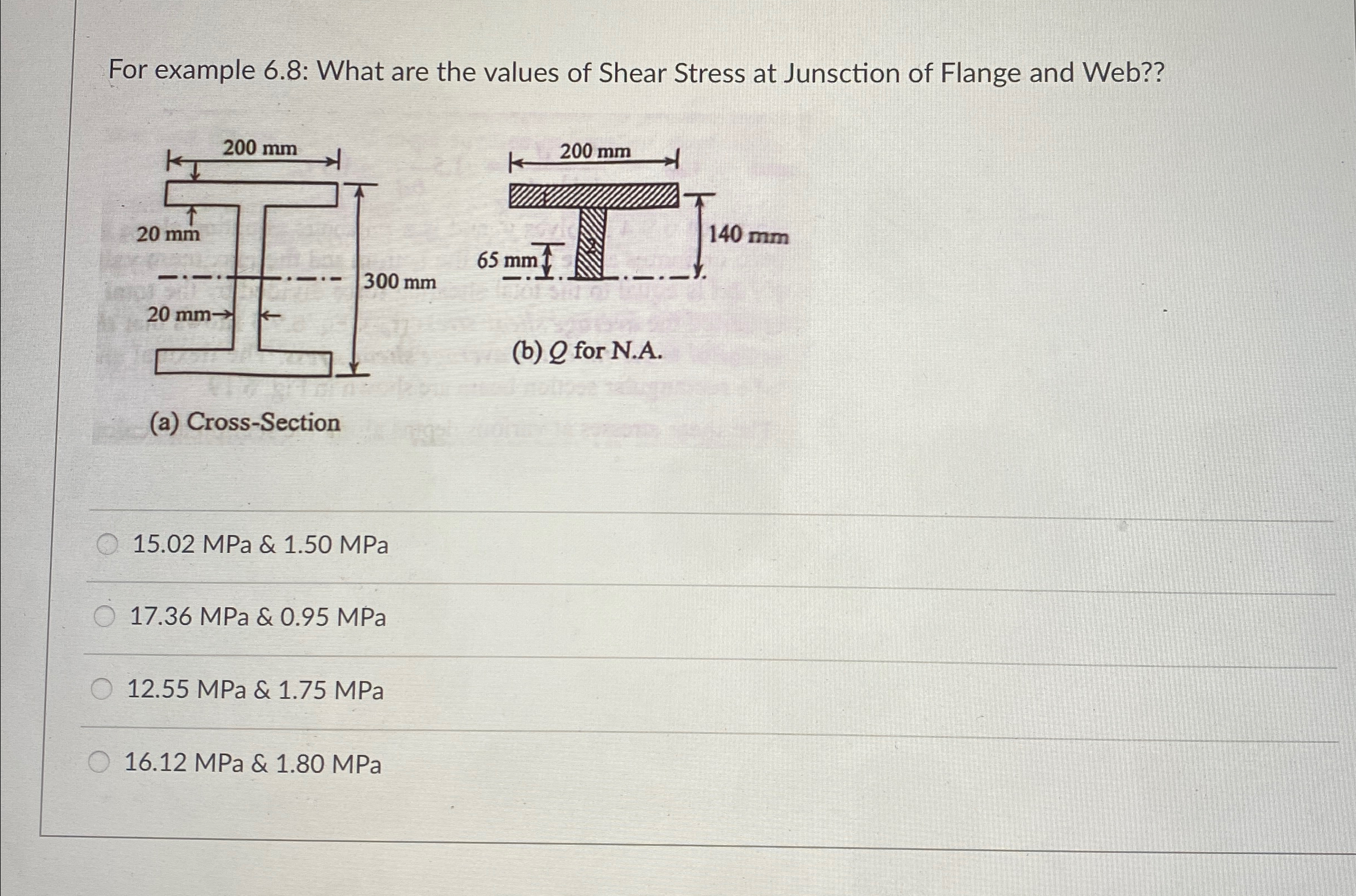 For example 6 . 8 : What are the values of Shear