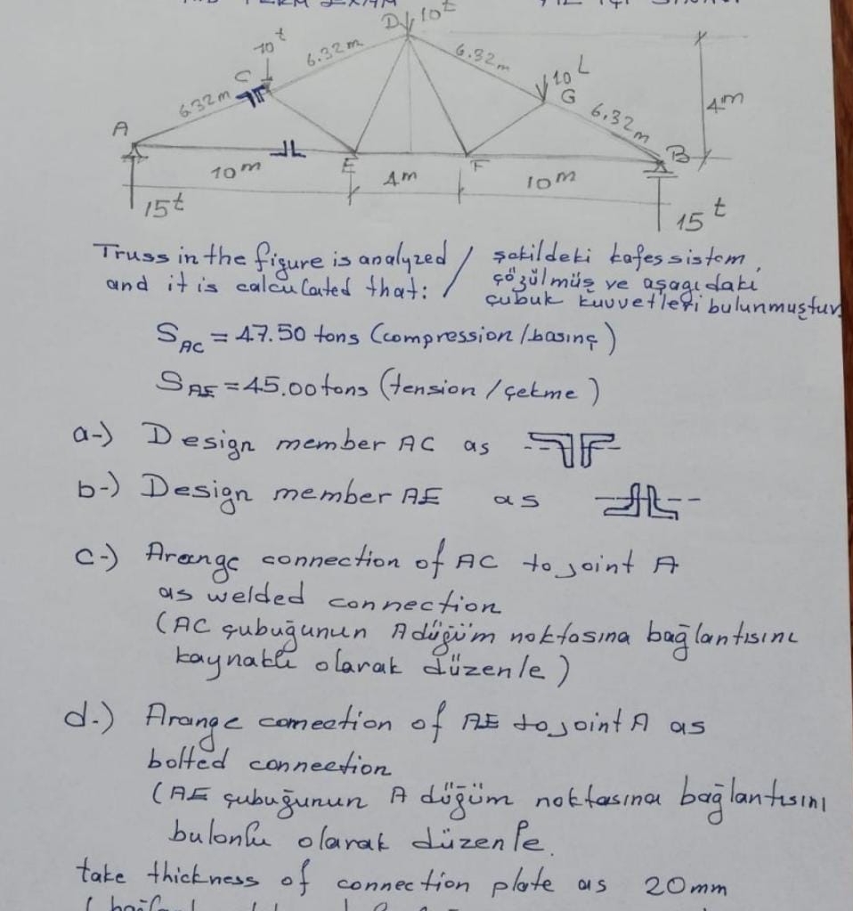 1 7 0 Truss in the figure is analyzed / sakildeti