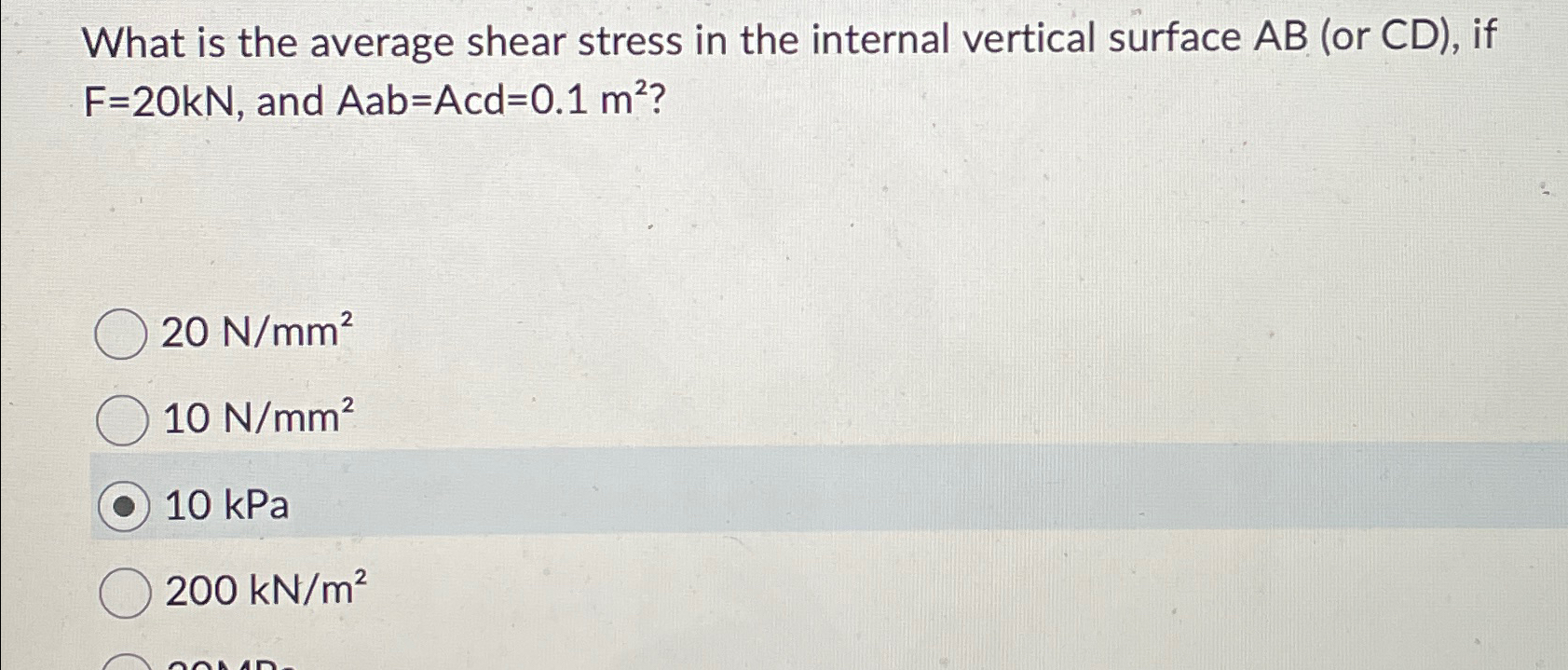 What is the average shear stress in the internal