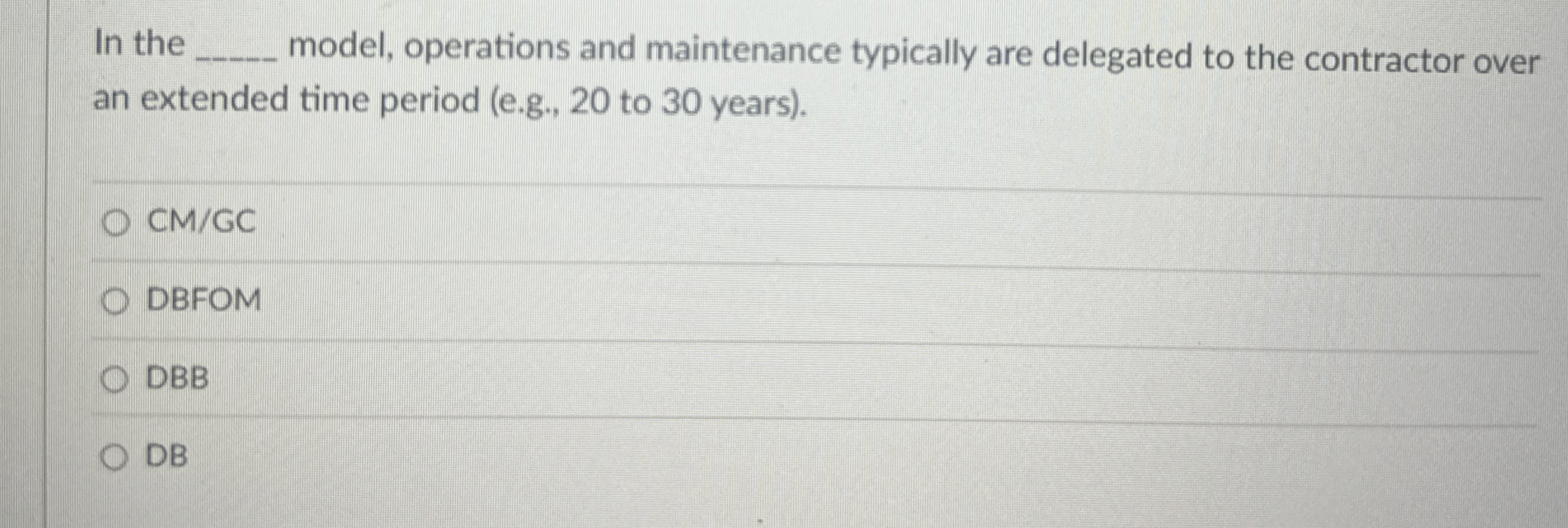 In the model, operations and maintenance