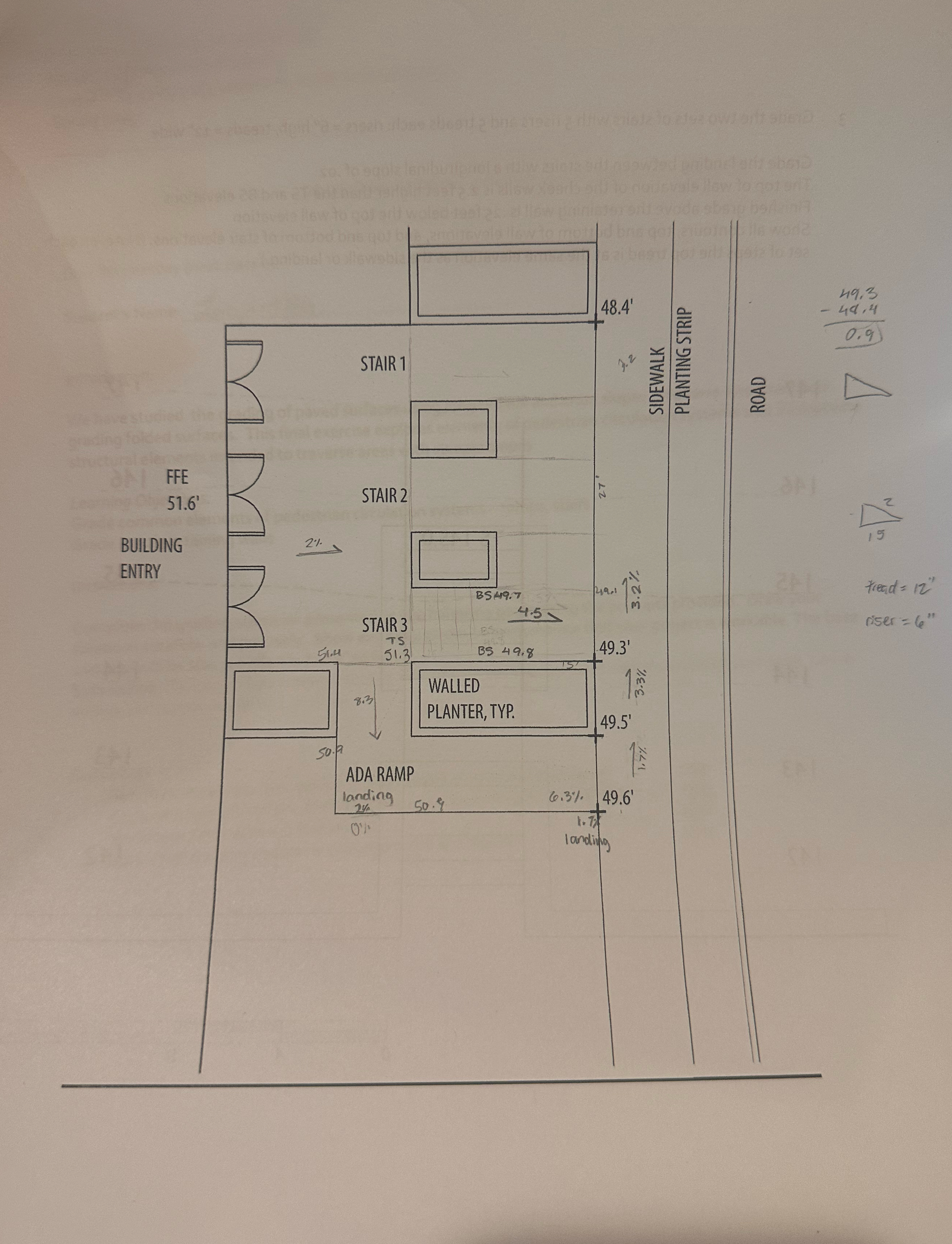 Complete the entry plaza grading plan on the next
