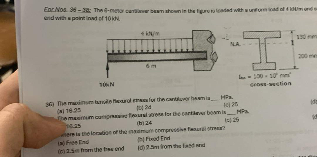 For Nos, 3 6 - 3 8 : The 6 - meter cantilever