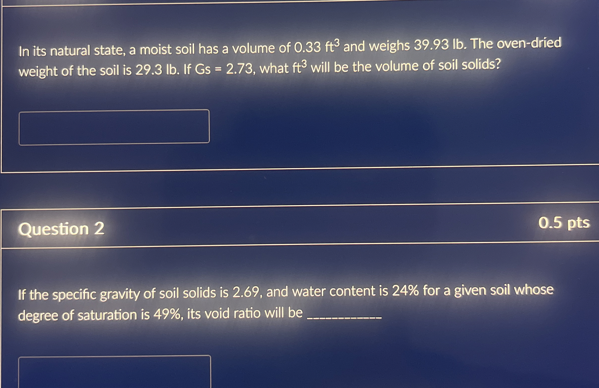 If the specific gravity of soil solids is 2 . 6 9