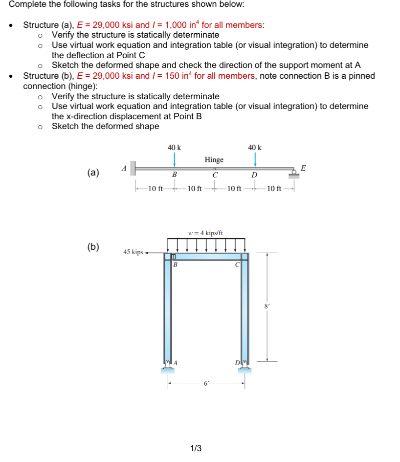 Complete the following tasks for the structures