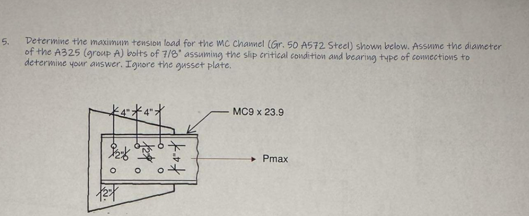Determine the maximum tension load for the MC