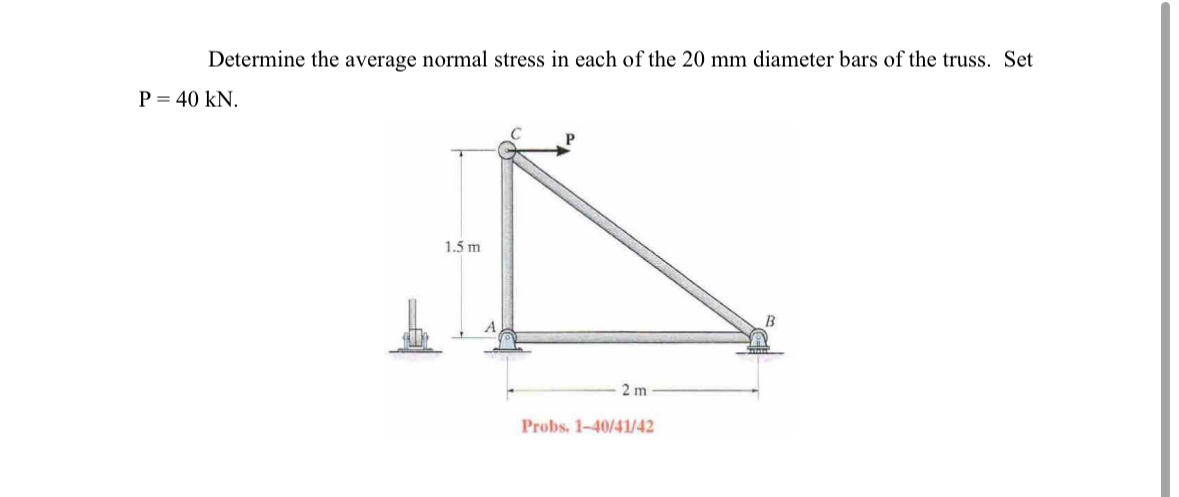 Determine the average normal stress in each of