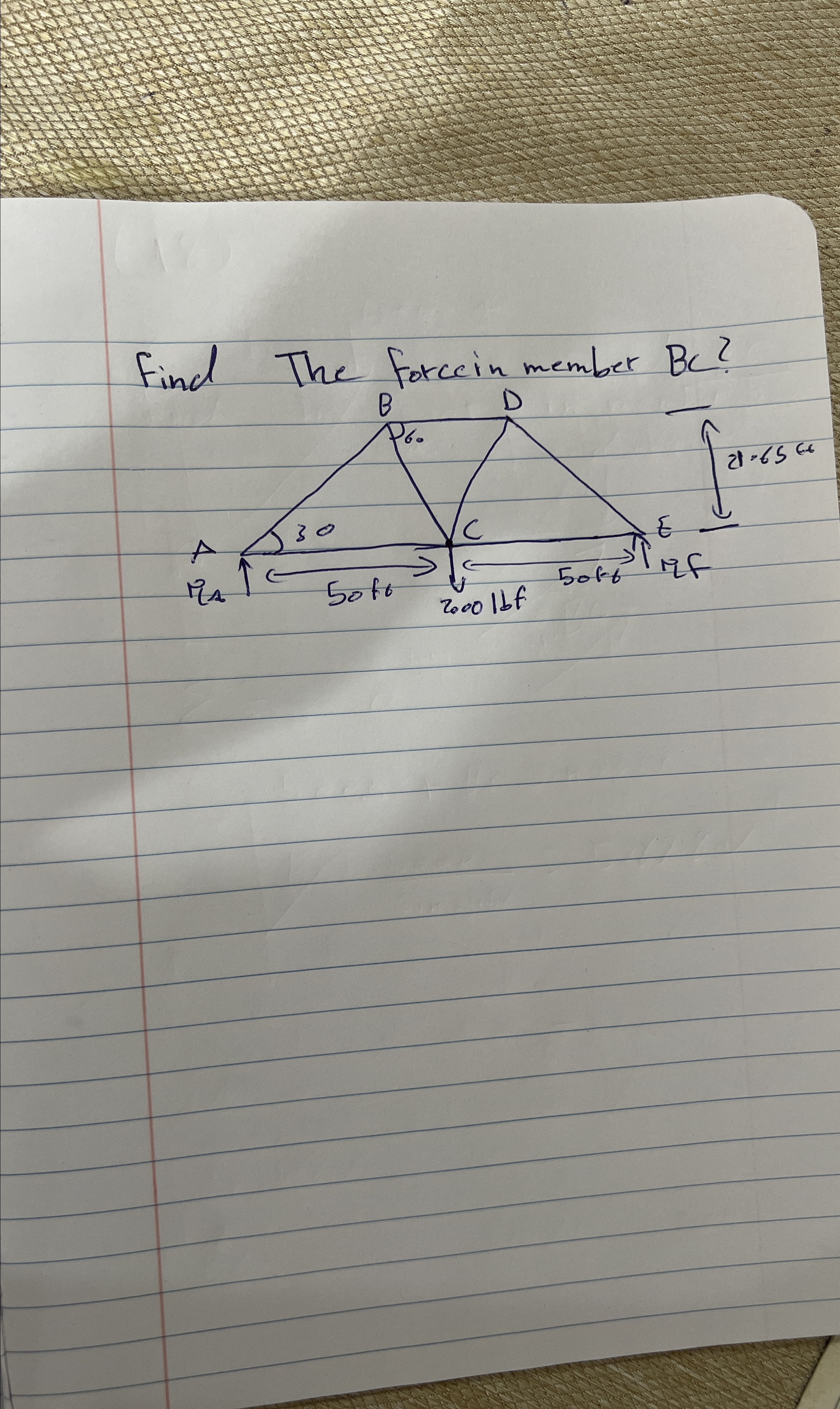 Find The forccin member B C ?