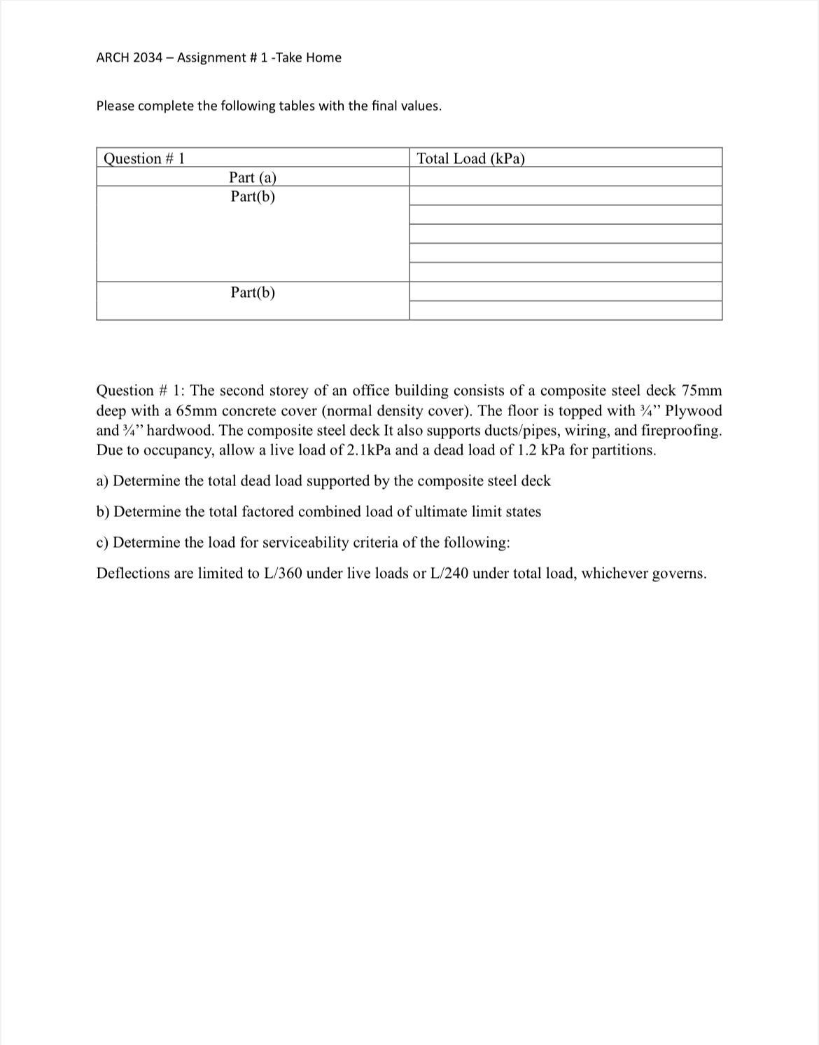 ARCH 2 0 3 4 - Assignment # 1 - Take Home Please