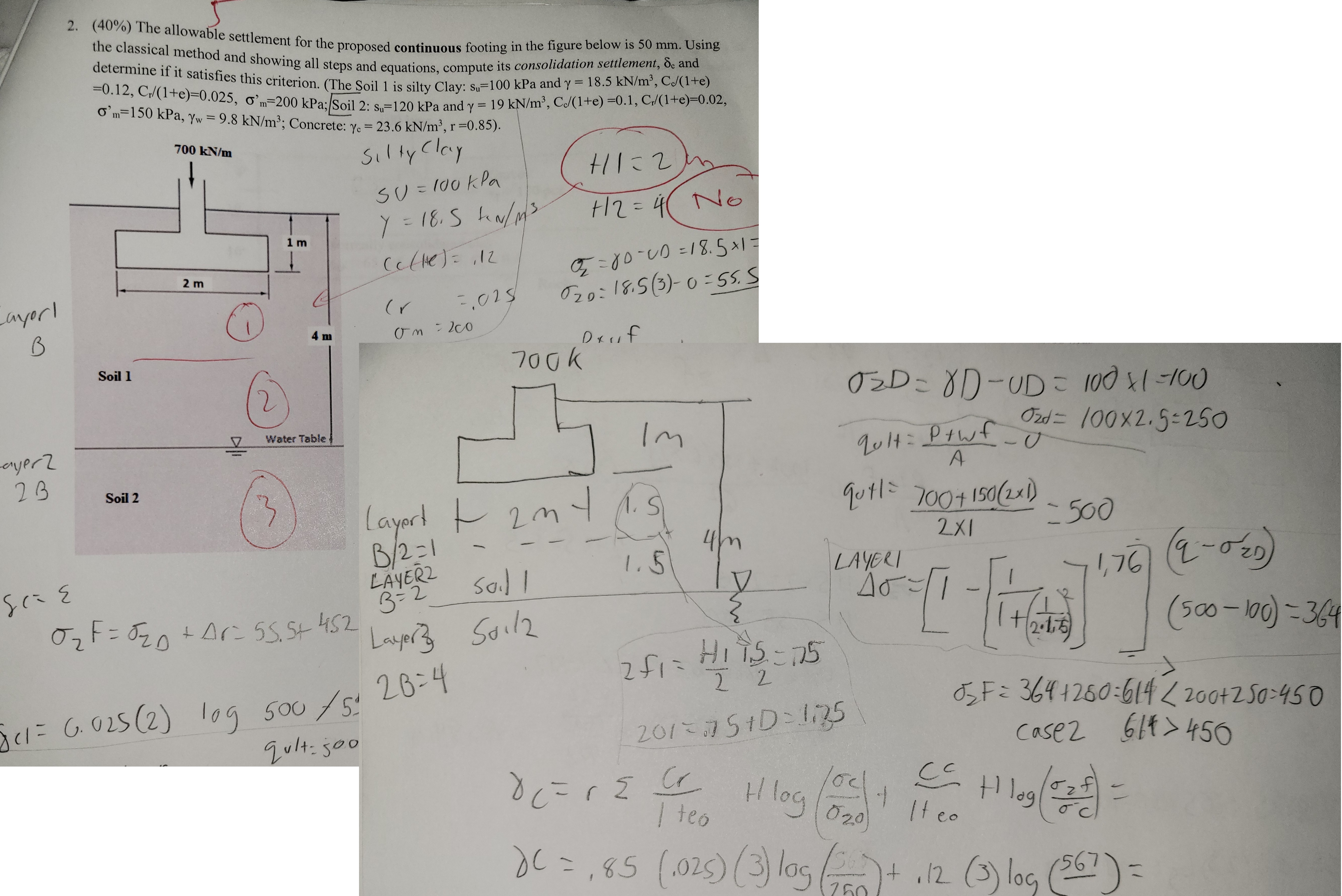 . ( 4 0 % ) The allowable settlement for the