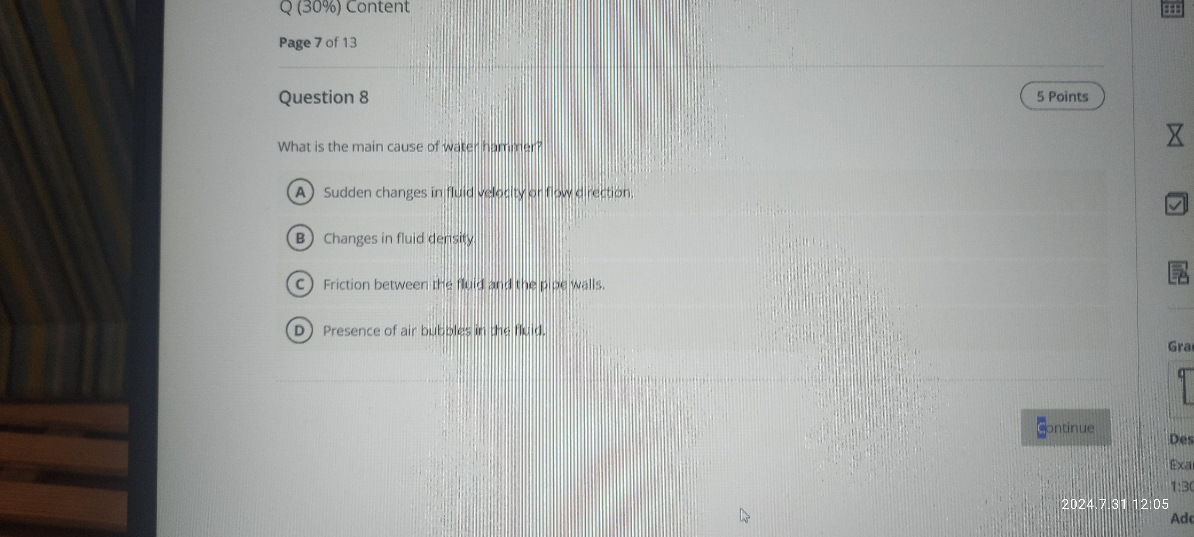 Q ( 3 0 % ) Content Page 7 of 1 3 Question 8 What