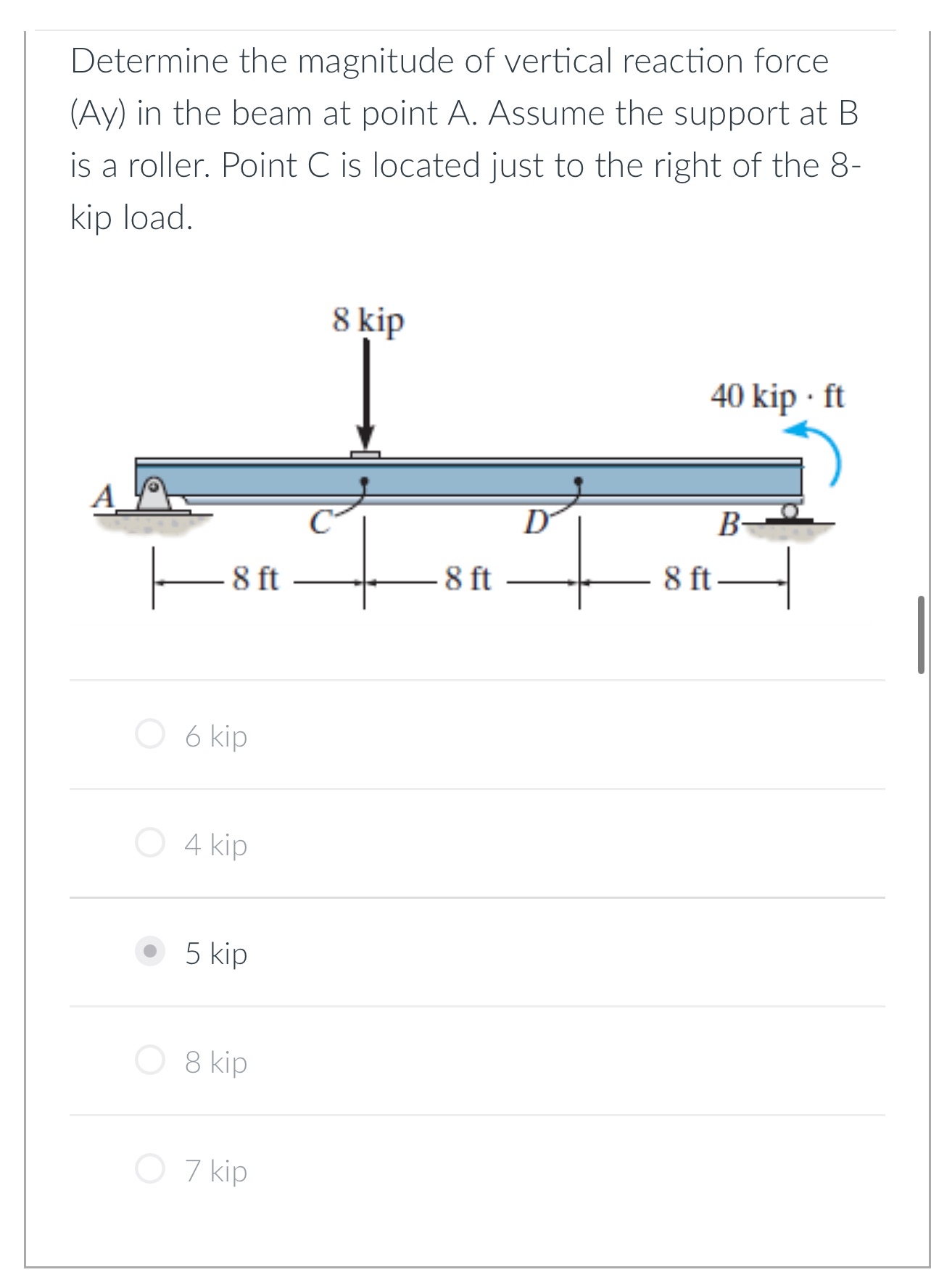 Determine the magnitude of vertical reaction