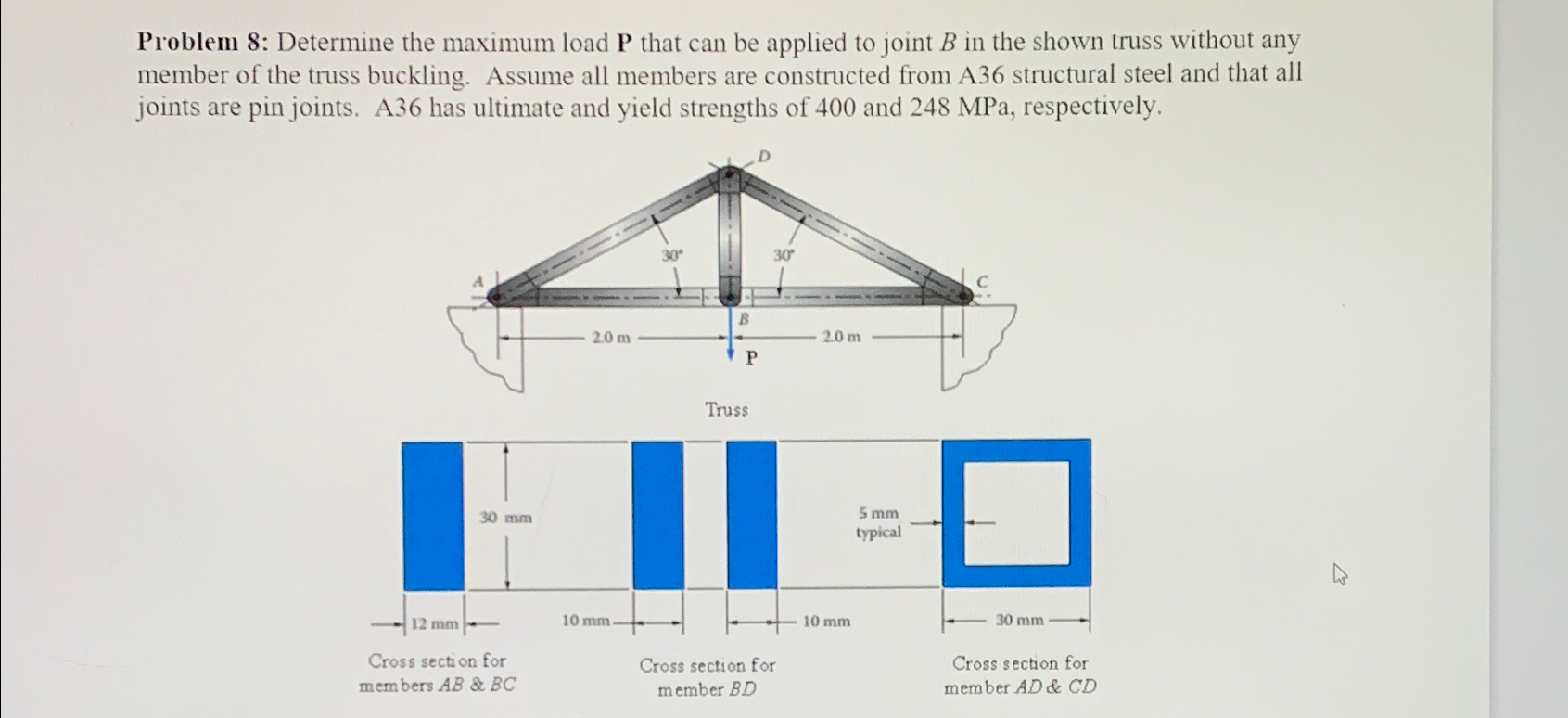 Problem 8 : Determine the maximum load P that can