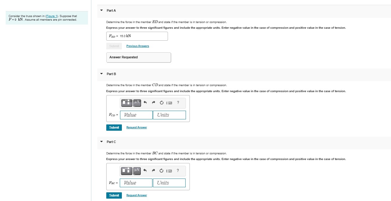 Consider the truss shown in ( Figure 1 ) .