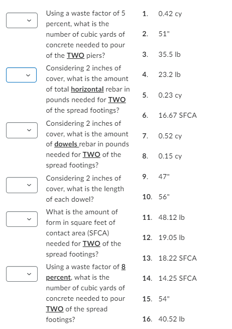 Using a waste factor of 5 percent, what is the